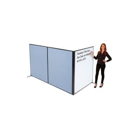 Global Equipment Interion    Freestanding 3-Panel Corner Room Divider with Whiteboard, 48-1/4"W x 60"H, Blue 695169BL